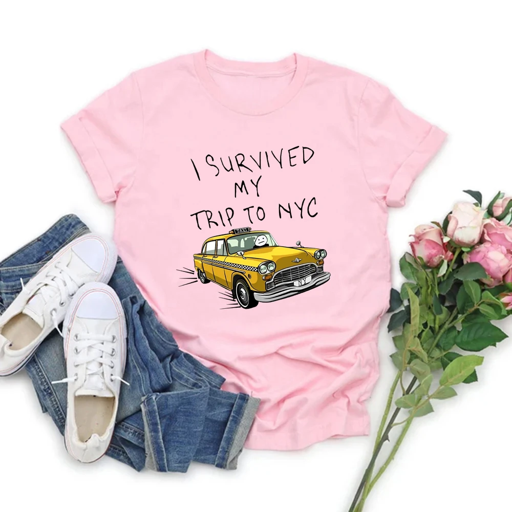 Tom Holland Same Style T-Shirt I Survived My Trip To NYC Shirt Women Short Sleeve Graphic T Shirts Superhero Tops Tee Fans Gift