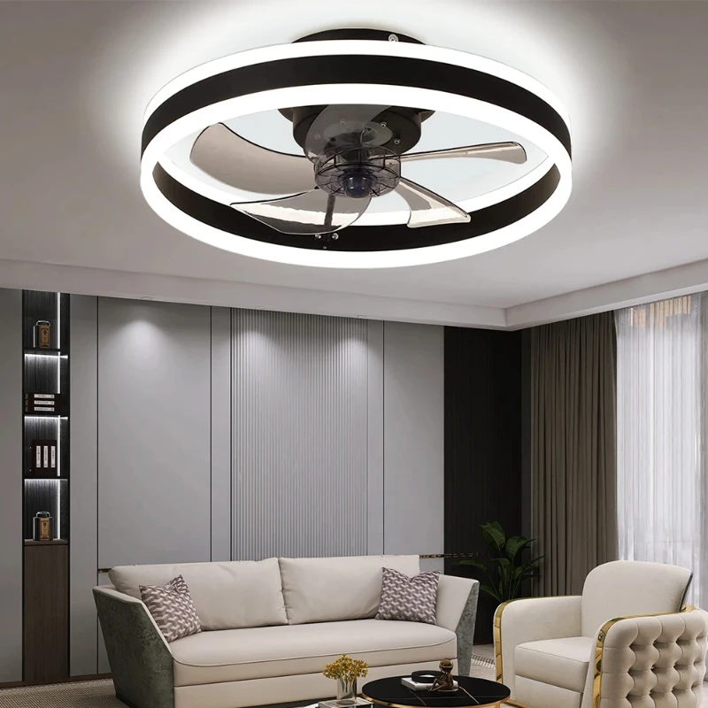 Modern LED Ceiling Light Timed Electric Fan Bedroom Decoration Fan Variable Frequency Silent Home Decoration Pendant Light