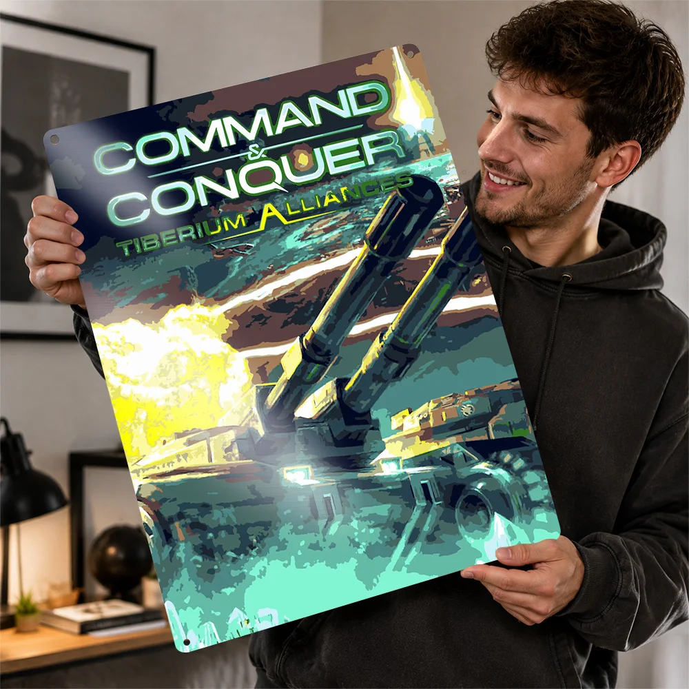 Command & Conquer Tiberium Alliances Artwork 3D Texture Printed Poster Custom Vintage Metal Tin Plate Sign for Wall Art Interior