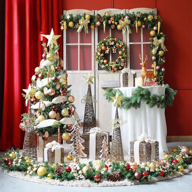 

Indoor large 1.3m Christmas tree floor set Shopping mall hotel Christmas decoration scene layout Window beauty