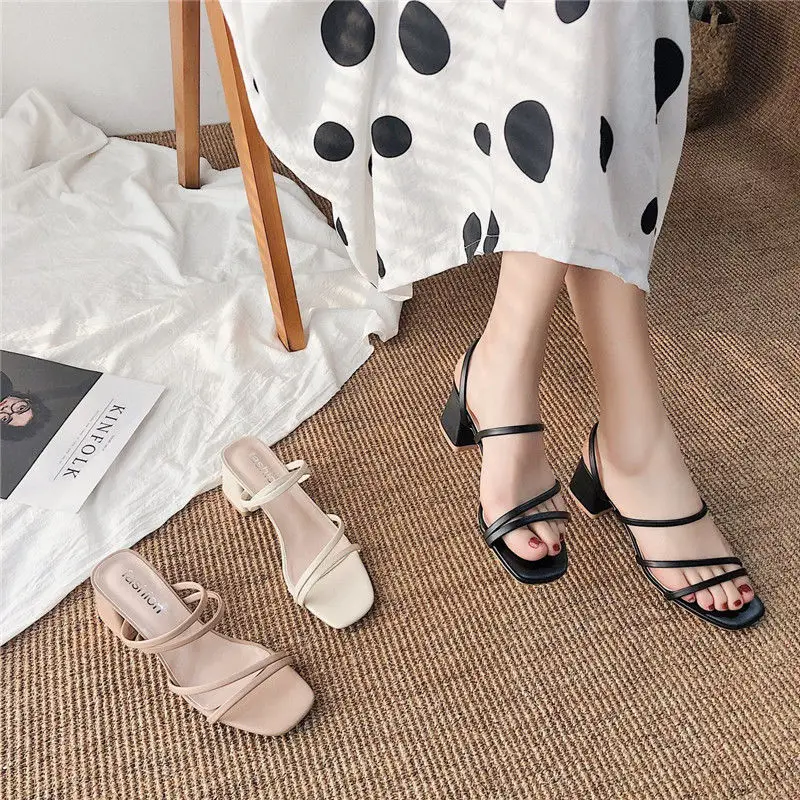 

New Fashion Summer Female Sandals Sexy Ladies High Heels Square Open Toe Shoes Women Sandals for Women