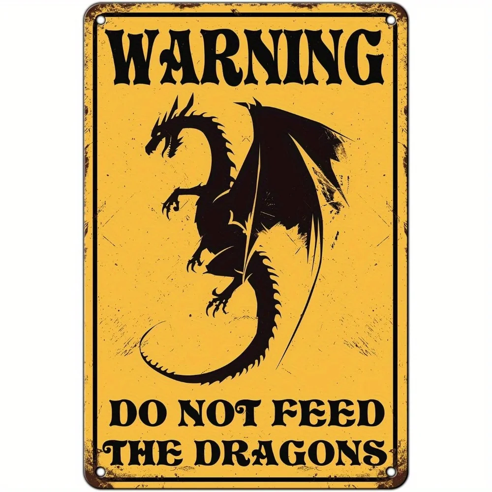 CIFBUY Retro Humorous Dragon Tin Sign, Aluminum Wall Art Waterproof Durable For Home Bar Office Cafe Man Cave Decor