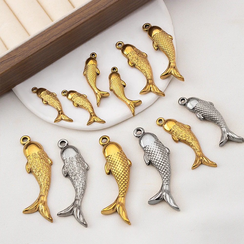2/5Pcs/lot Stainless Steel Fish Sardine Fishtail Charms Pendant For DIY Jewelry Making Necklace Bracelet Earring Accessories