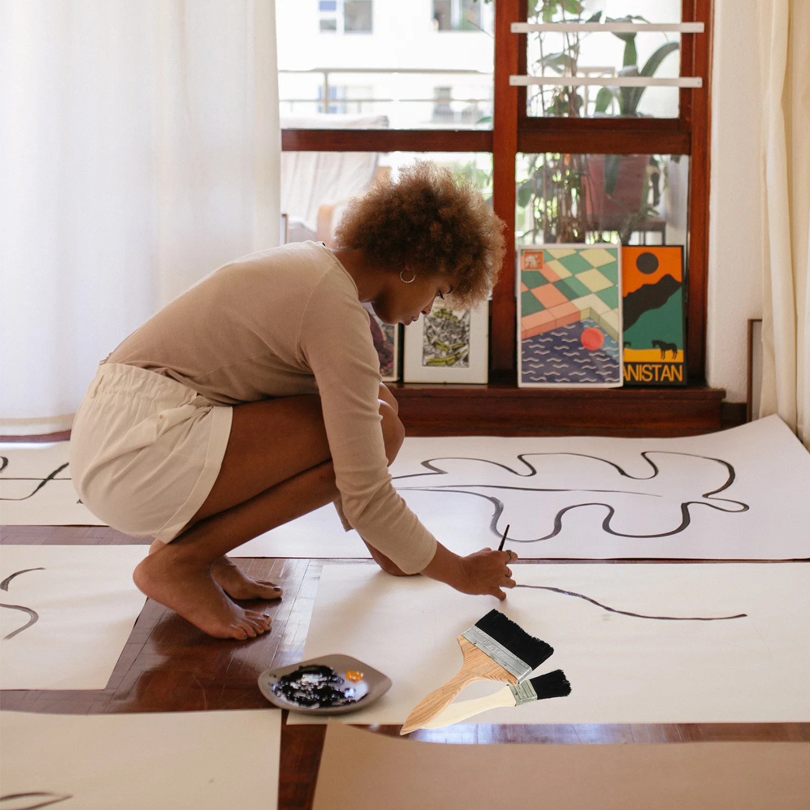 

9Pcs Oil Paint Brush Wooden Handle High Toughness Heat Resistant Multi-Use Brush for Grilling Baking Cleaning Kitchen