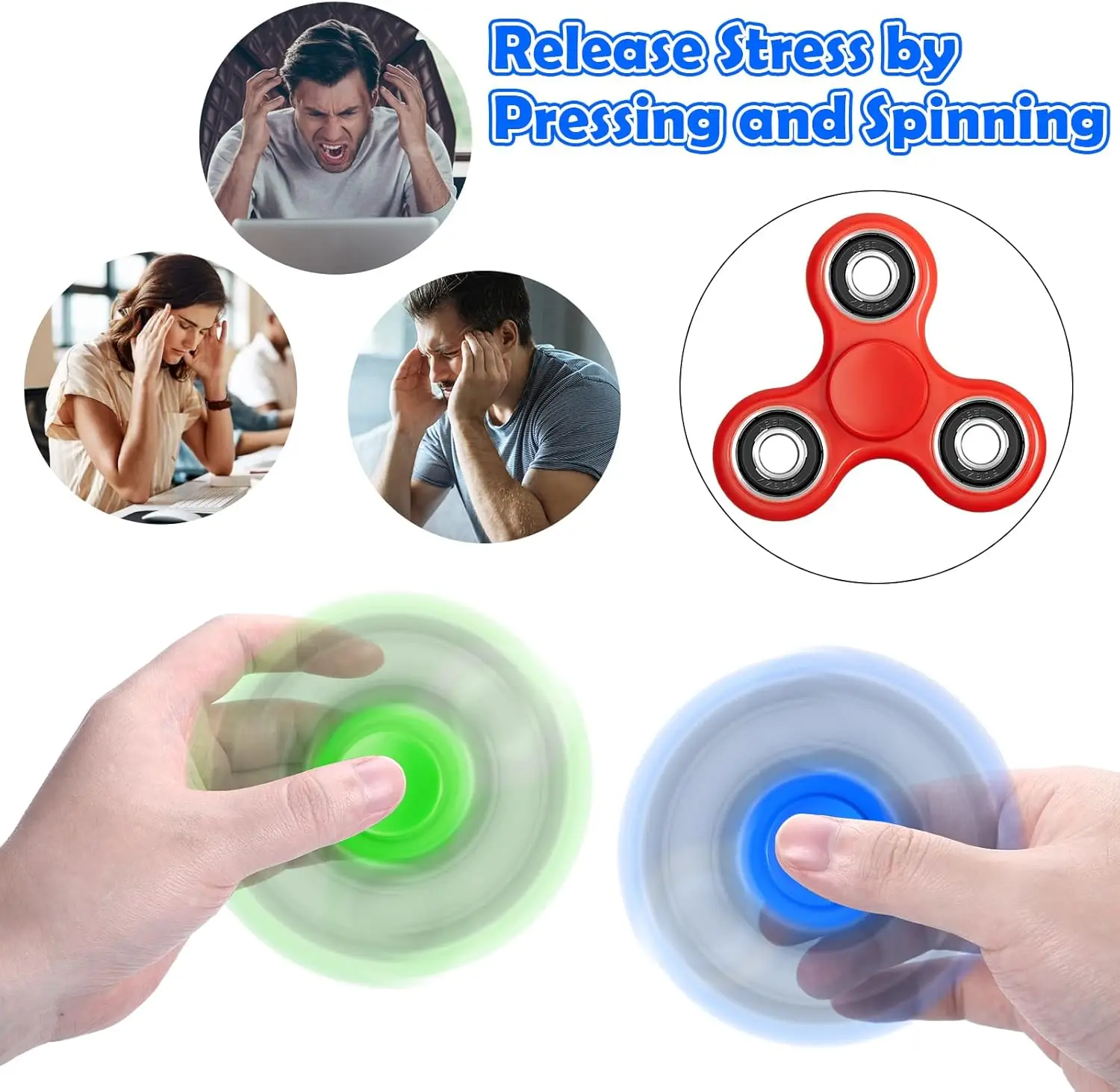 Fidget Spinners Toys Paquete de 5, Paquete sensorial de Fidget de mano a granel, Juguetes de ansiedad Reductor de alivio del estrés, Favores de fiesta