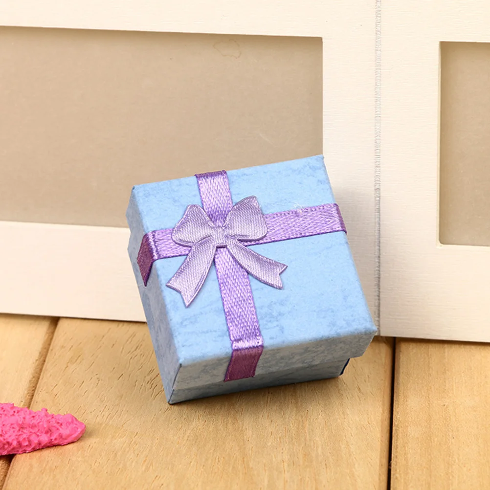

5Pcs Mini Gift Boxes Purple Bowknot Design Jewelry Ring Earring Storage Case Jewelry Box Gift Boxes Ring Paper Box