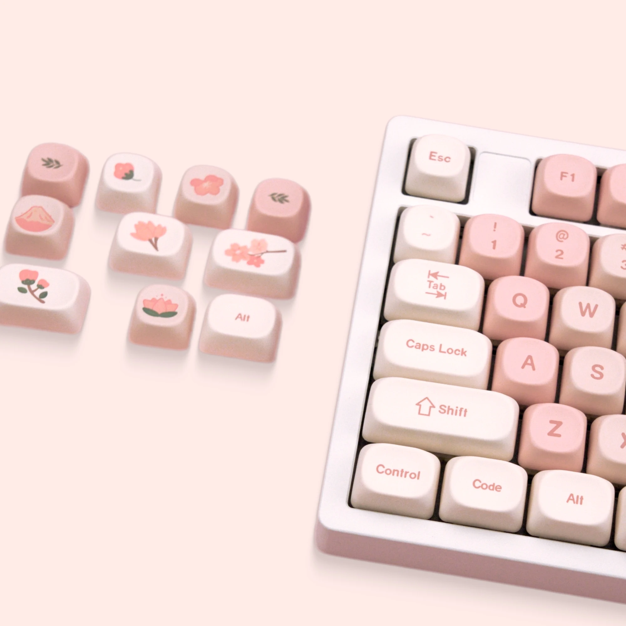 Imagem -06 - Xvx Sakura 143 Teclas Moa Profile Dye-sub Pbt Keycap Conjunto Pink Girl Keycaps Presente para Teclado Mecânico de Jogos