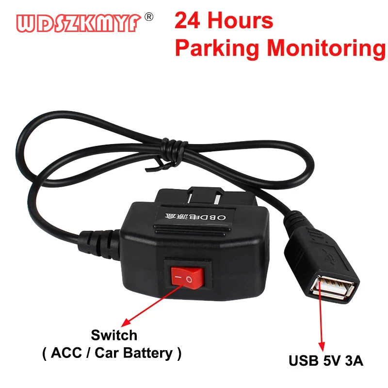 Car DVR Hardwire Kit for Low Vol Protection 5V 3A USB Port Car Charge Cable OBD Dashcam 24H Parking Monitoring Car Accessory