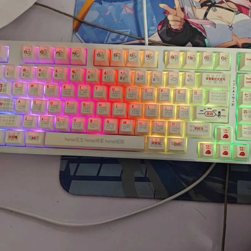 FKKeys Stepping on A Horse Keycaps Custom PBT Cherry Profile Keycap Cute Sublimation Cartoon Anime Point Key Caps for Gamers