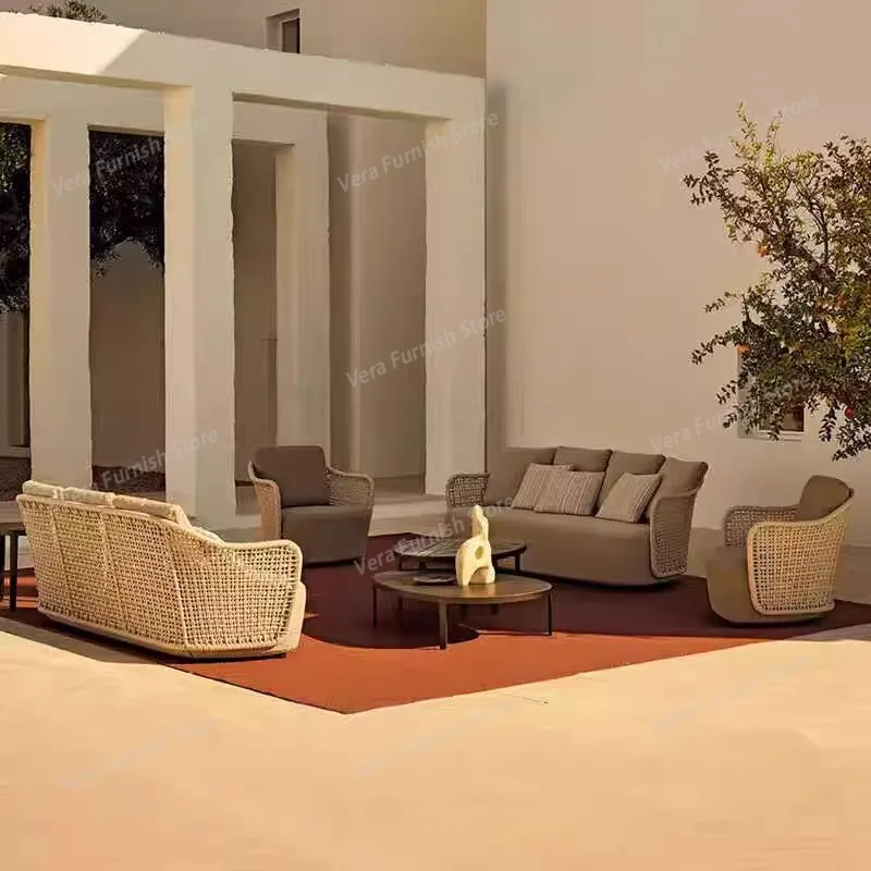 

Minimalist Design Outdoor Sofas Comfortable Living Room Hotel Rattan Garden Sofas Balcony Decoration Furniture Sillas Lshysf