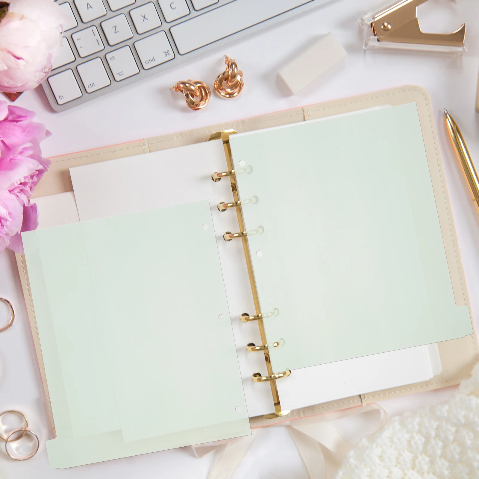 1 Set A4 3 Hole Tabbed Plastic Dividers For Binder Loose Leaf Index Pages Waterproof Wear-Resistant Notebook Organizer Divider