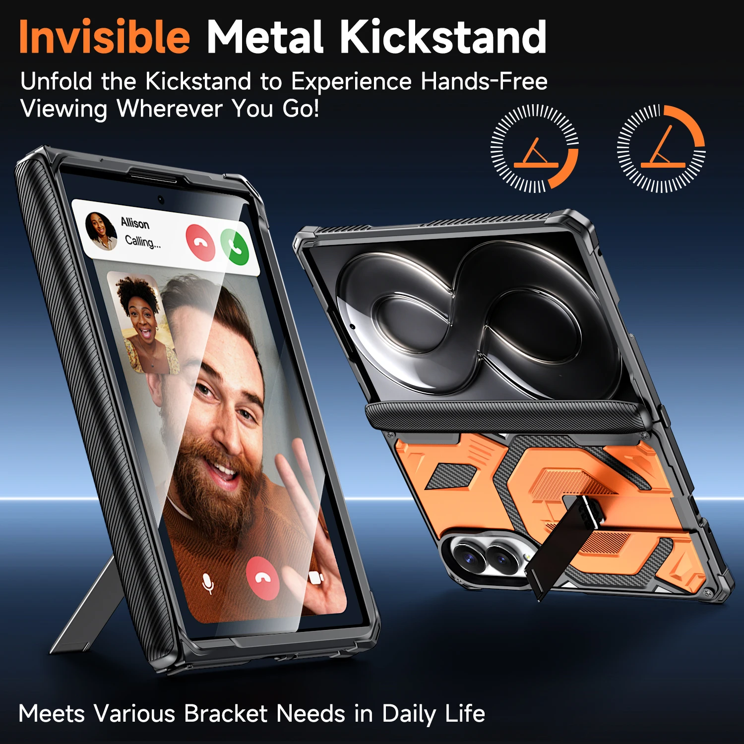 Case for Samsung Z Fold 8 Wide Mech Wind Magnetic Suction Anti Drop Kickstand for Magsafe Central Axis Slim Fit Protection Cover