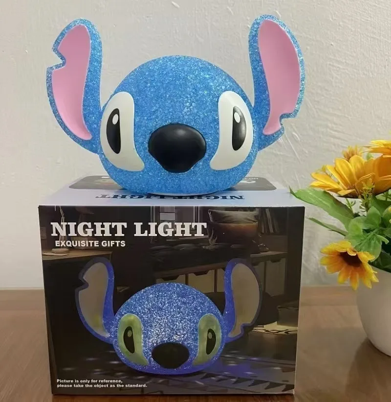 Disney Stitch Particle Projection Night Light Cartoon Hello Kitty Kuromi 3D Doll Reading Lamp Creative Desk Lamp Kids Gifts