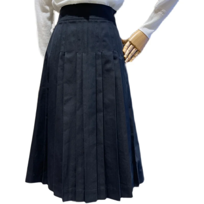 Trendy Niche Design Mid-Length Skirt for Women Saturn Embroidered Pleated High Waist Skirt Cotton Autumn and Winter 2023