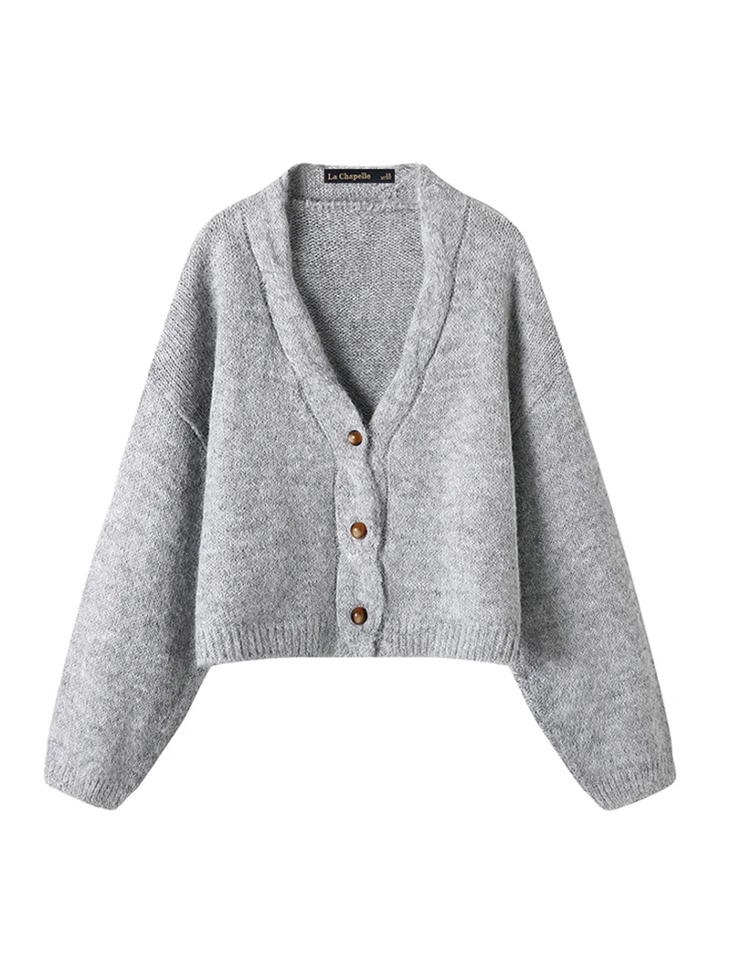 

La Chapelle Women's Loose Knitted Open Cardigan Top Versatile Lazy Sle Autumn New Arrival Polyester Fiber Long Sve V-Ne