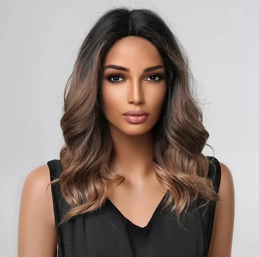 Ombre Blonde Braune Haarperücke Lace Front Perücken für Frauen Synthetische Lace Front Perücken Glueless Lace Perücke Für Frauen Kleine/Große Größe