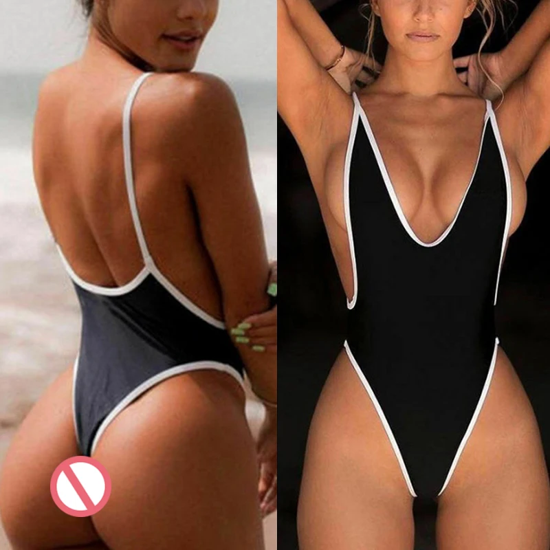 2023 Sexy Solid Three-point Swimsuit Female V-neck One Piece Swimwear Women Backless Bathing Suits Sports Pajamas Beach Wear