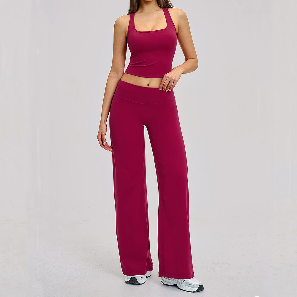 2PCS Sports Suit Women's Tracksuit Yoga Set Gym Wear Sports Bras Flared Leggings Sets Fitness Outfits Female Workout Clothes