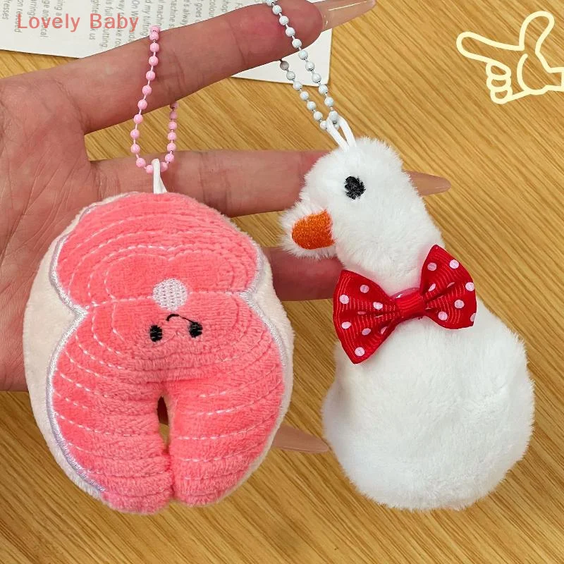 【BBS-7】1/2Pcs Tuna Fish Block Goose Animal Plush Kawaii Doll Pendant Cartoon Animal Key Chains Charm Backpack Pendant Ornament