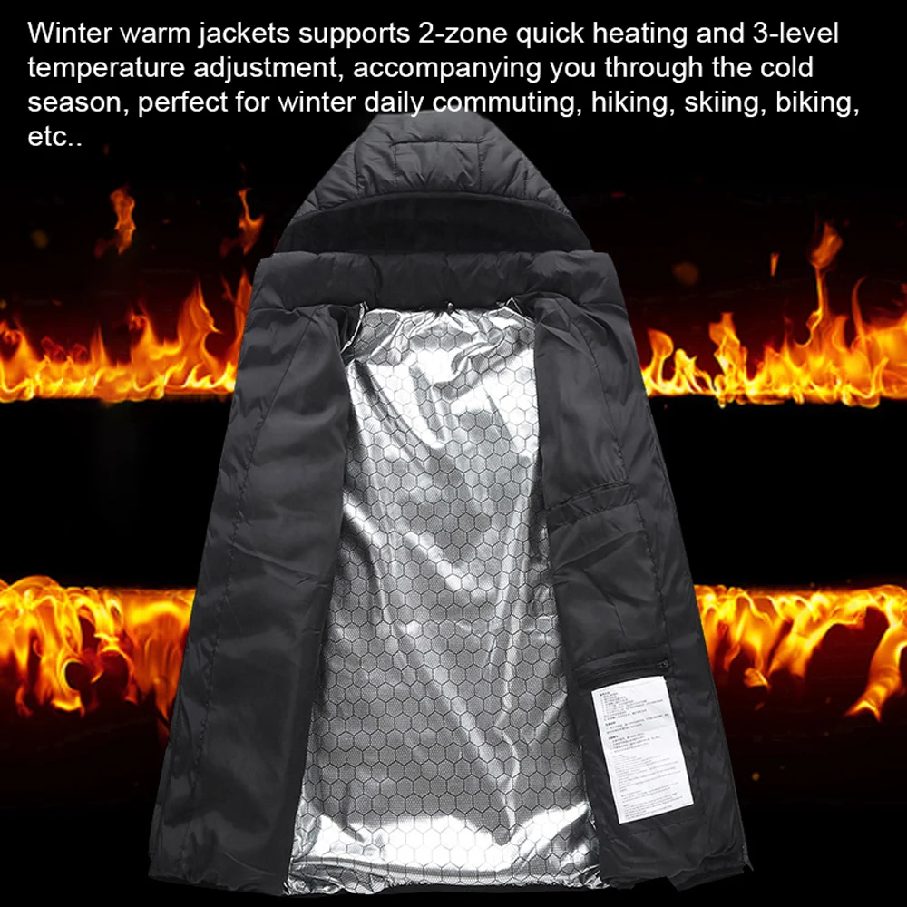 

Heated Jackets for Men Women Winter Electric Heating Coat Washable with 2 Heating Zones & 3 Heating Levels for Cold Weather