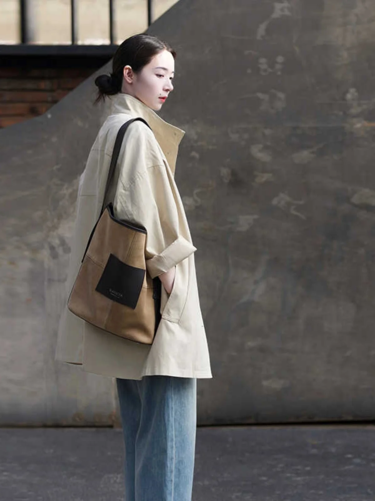 Trench Cappotti Donna Elegante Due Bottoni Petite Staccabile Stagione Polsino Punk Gotico Tinta Unita Zip Tendenza Antivioletti Boho Back