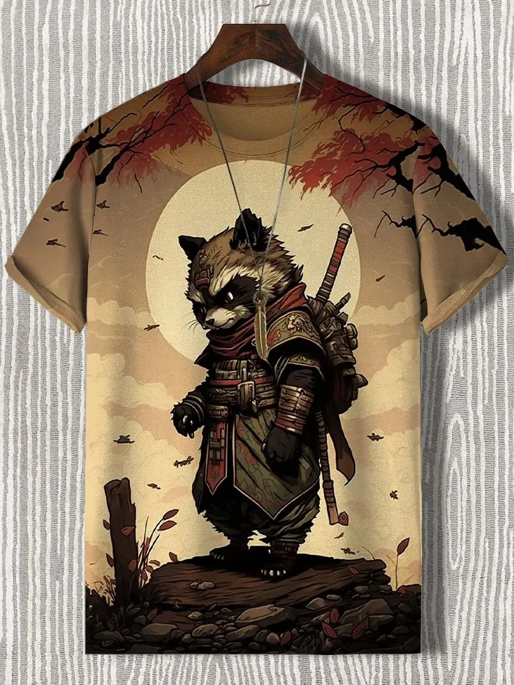Men's Japanese Ukiyo-E Printed T Shirts Short Sleeved Tees Tops 3D Print O-Neck Shirt Summer Casual Men's Clothing Apparel image 3