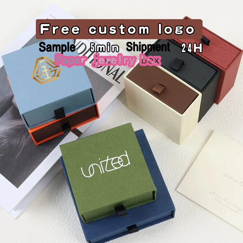 ALEX STREETER Free custom logo necklace ring box sponge drawer box exquisite jewelry gift packaging jewelry boxes and packaging