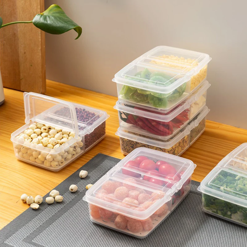 Refrigerator Crisper Fruit And Vegetable Storage Kitchen Sealed Drain Divider Bento Box Sealed Storage Box Lidded Container