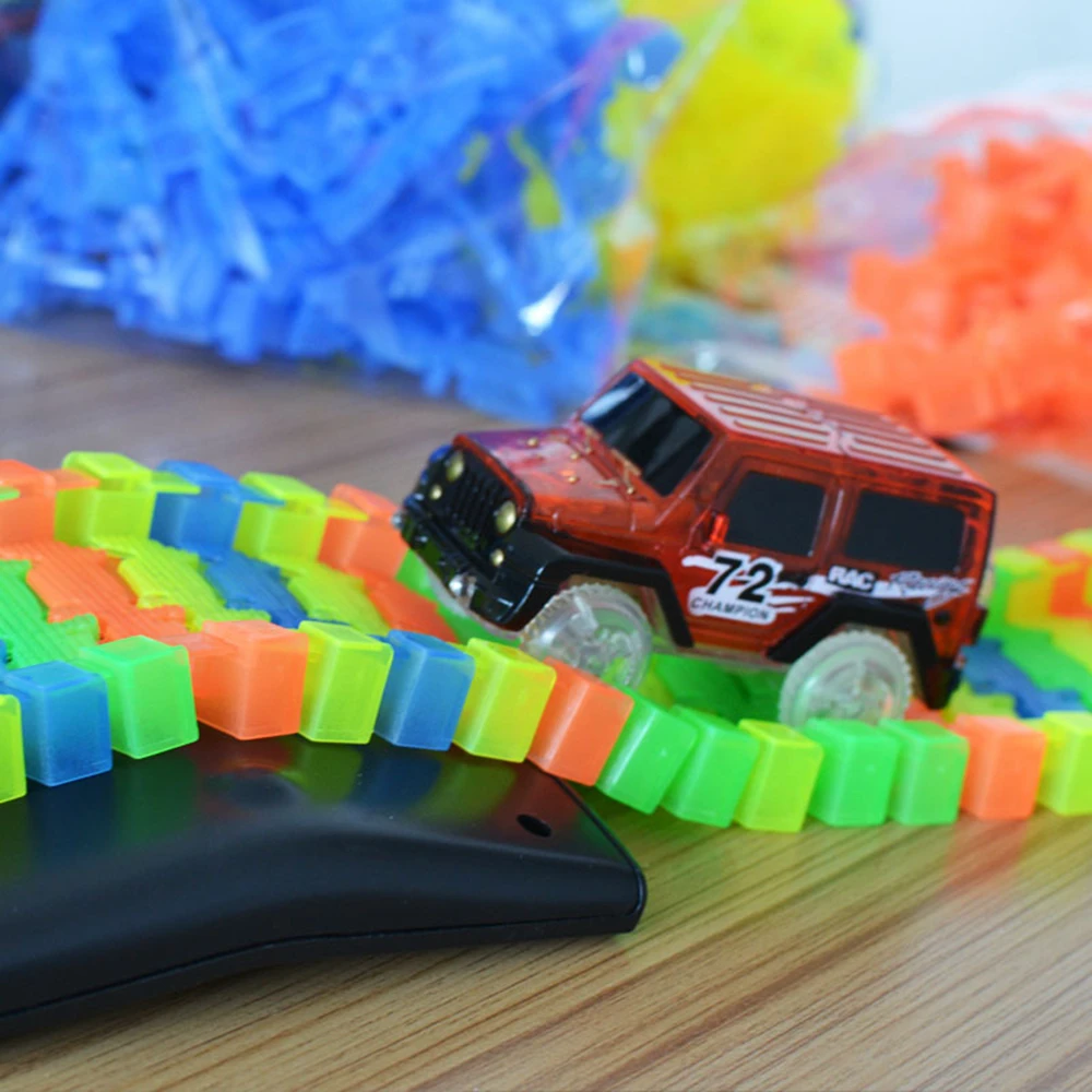 ZK30 Magische Flexible Track Auto Spielzeug Racing Biegeschiene Mit Blinkenden Lichtern DIY Lustige Kreative Spielzeug Geschenke Für Kinder blau/Rot