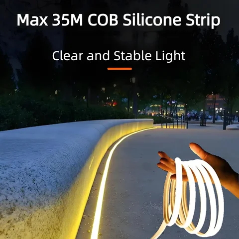 35M 20M 세트 COB LED 실리콘 튜브 스트립 라이트 220V 110V 방수 고휘도 야외 빌라 정원 수영장 마당 장식용