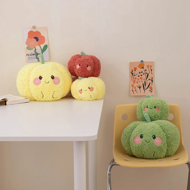 23/32CM Cute Smiling Face Colored Pepper Plush Toy Soft PP Cotton Filling Simulated Vegetable Companion Cognitive Plush Doll