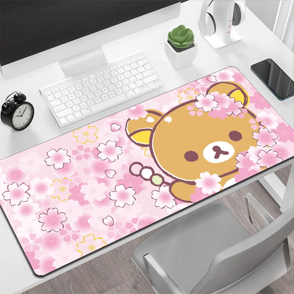 Grand tapis de souris mignon Rilakkuma, tapis de souris de jeu, PC Gamer, ordinateur, sous-marin, média, clavier, bureau, polymères