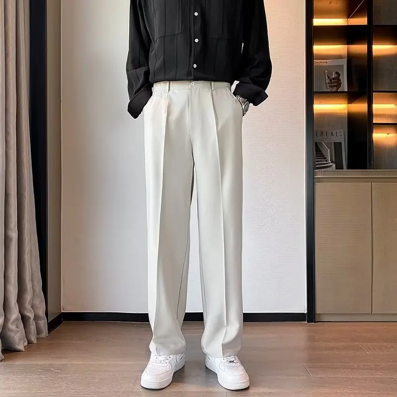 Large Size Drape Ice Silk Straight Trousers Men's Summer Sports Loose Mopping Quick Drying Thin Casual Small Trousers Handsome