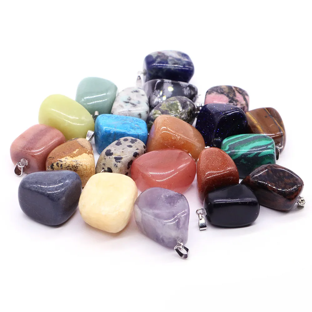 Natural Irregular Crystals Stone Square Pendant Charms for Women Healing Amethyst Quartz Agate Making Earring Diy Jewelry Chain