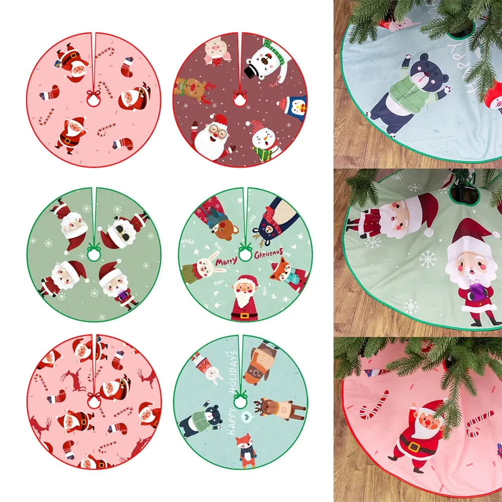 90CM Christmas Tree Skirt Base Floor Mat Cover Xmas Tree Ornament Decor 2024 New Year Home Decor Navidad