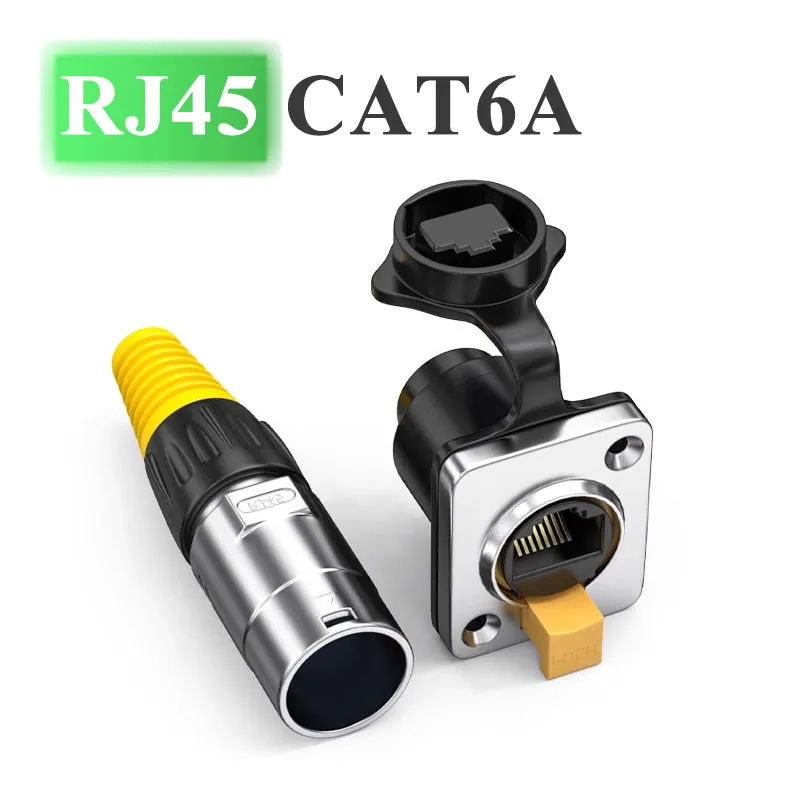 Waterproof CAT6A RJ45 Plug Socket Industrial Ethernet Cable Extender Adapter Category 6 Network Interface Panel Module Connector