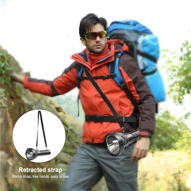 Reflector de linterna táctica superbrillante, 20000 lúmenes, recargable por USB, 5 modos, para Camping, caza, pesca, deporte al aire libre