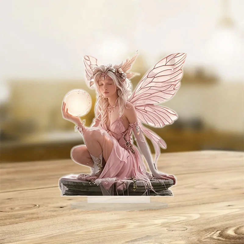 7 Zoll Acryl Märchen-Engel-Elfen-Ständer, Tischdekoration für Zuhause, Büro, Club, Café, Geburtstagsgeschenk für Freunde, Foto-Requisiten – Detail 8