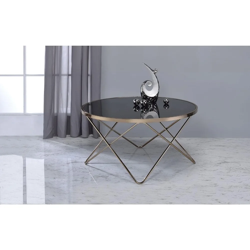 Coffee Table Champagne and Black Glass Ergode