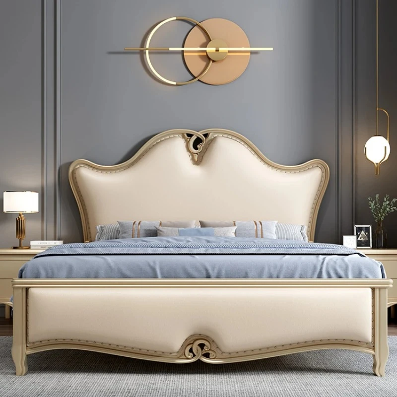 House Headboard Frame Double Bed European Pretty Hotel King Size Double Bed Princess Modern Cama De Casal Furniture Home