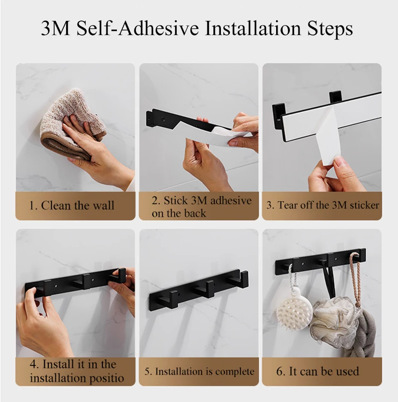Stainless Steel Coat Rack Wall Mount - Multi-Functional Hanger with Clothes Hooks Bag And Hat Holder for Entryway Bathroom - view 6