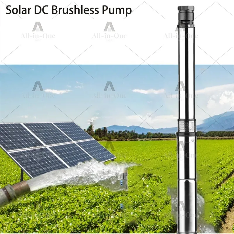 1500W 2HP Bomba 3Inch Body Solar Electric Submersible Borehole Water Pump for Farming Kit   2Inch Outlet Hose Powerful DC