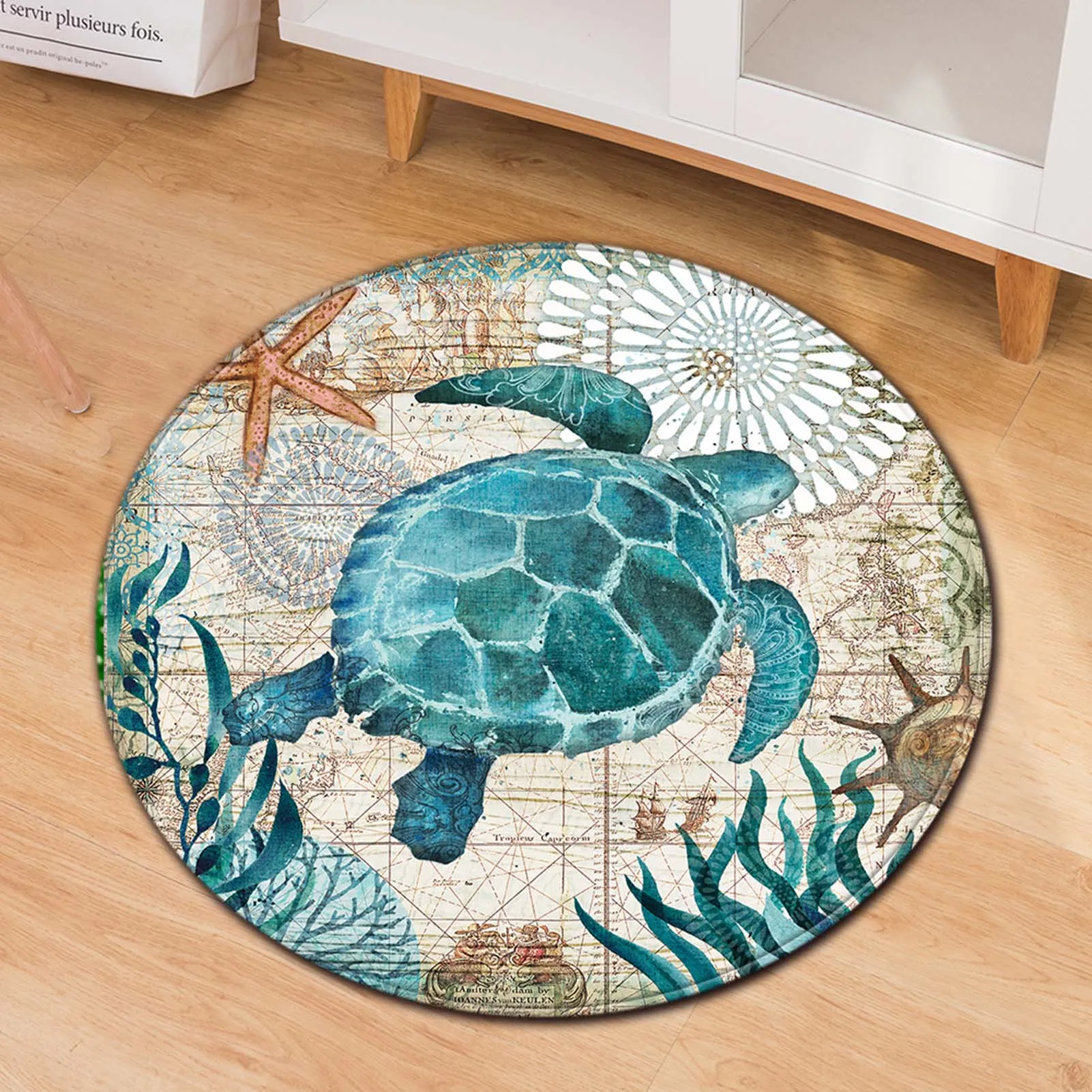 Creative Round 120cm Yoga Mat Spoe Mat Leisure Horts Fitness Anti-slip Mat Turtle Whale Hippocampus Pattern Dancme Carpet