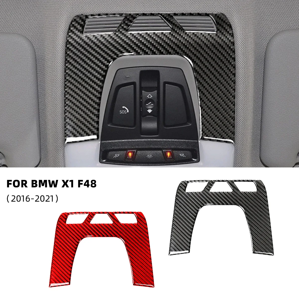 

1Pcs/set Carbon Fiber car interior Car roof Reading Lamp Trim Cover For BMW X1 F48 2016-2021 Accesorios Voiture Car Stickers