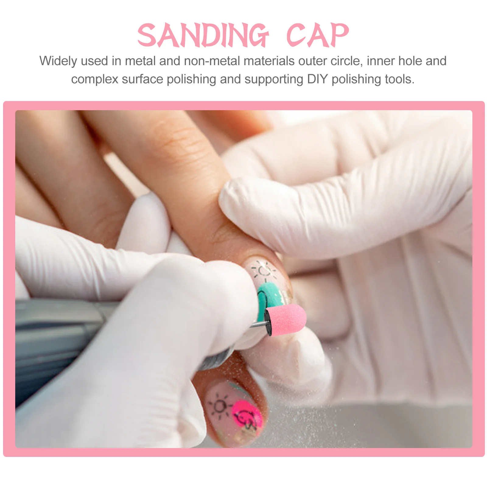 

10Pcs Nail Art Sand Caps Polishing Cap for Manicure Tool Kit Professional Nail Drill Bit Cap Smooth Finish Cuticle Trimming Side