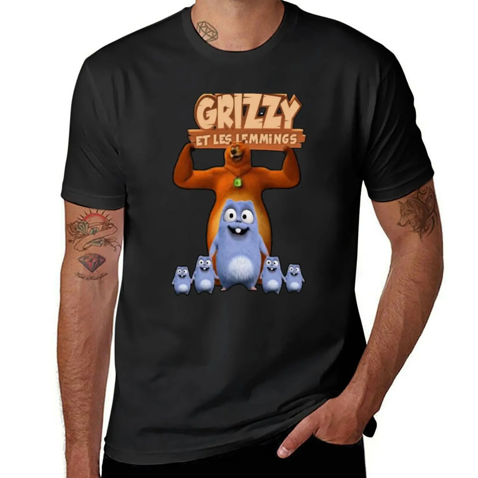 Grizzy and lemmings T-Shirt Blouse quick drying T-shirts for men cotton