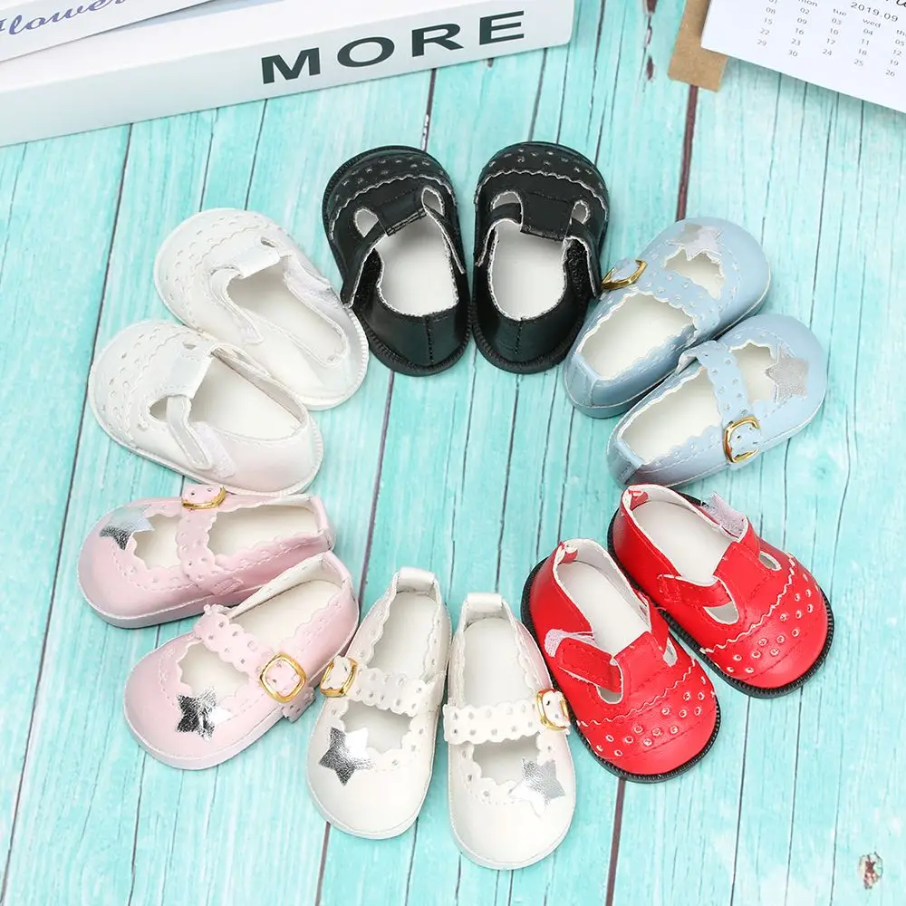 6.5cm Birthday Gifts Doll Accessories Children Clothing Accessories Doll Shoes PU Leather Shoes 16 Inch Doll Pentagram Toy Shoes