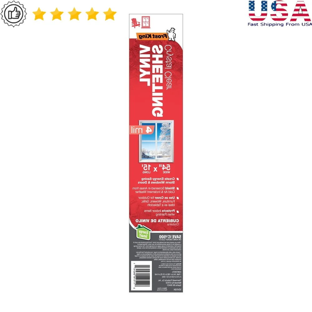 

Crystal Clear Vinyl Sheeting Indoor Storm Window Film 54in x 15ft Moisture Proof Cover Protective Sheeting Tablecloth Energy