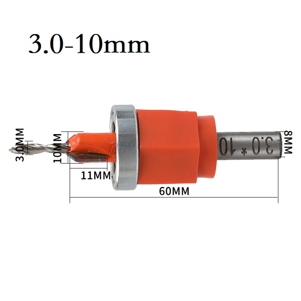 1 pz 8mm Shank Heavy Duty Hole Puncher svasatore punta da trapano bordatura punzonatura regolabile limite di lavorazione del legno trapano svasato