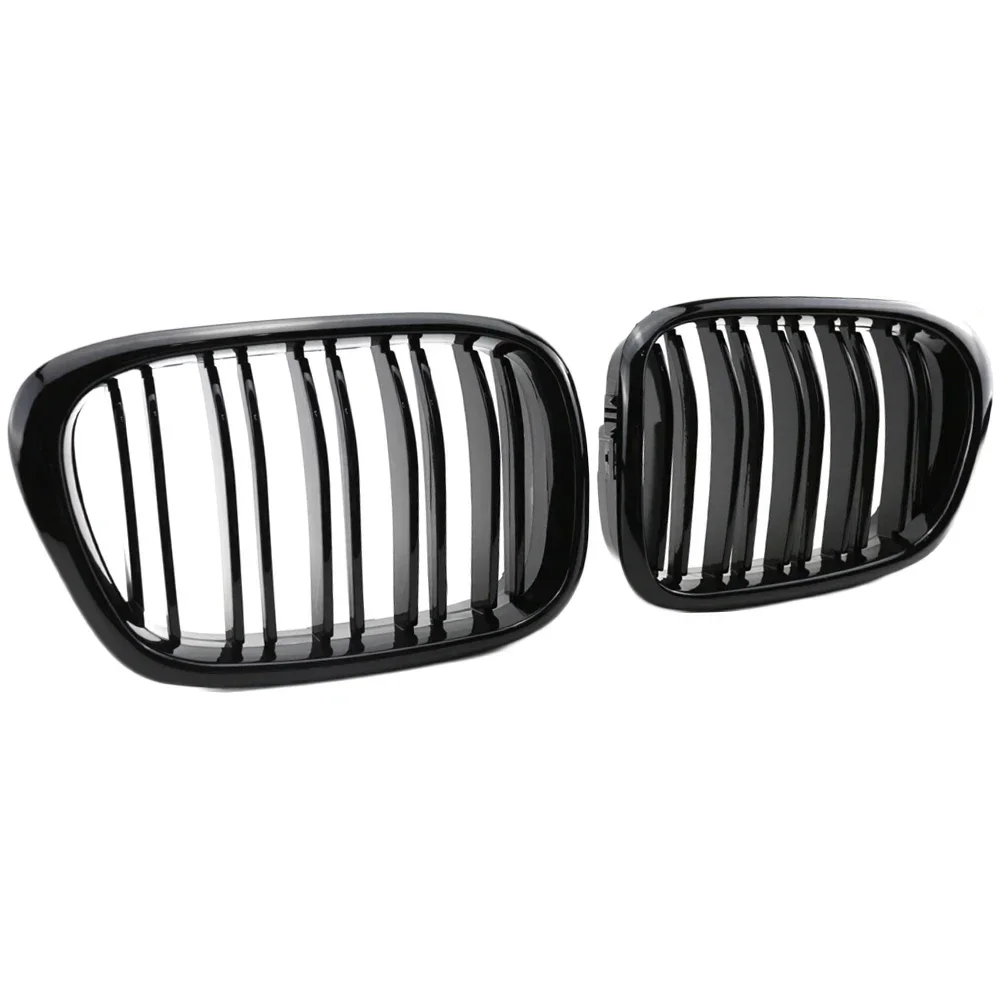 

Car Gloss Matte Black Front Kidney Grille Double Slat Line Grill for BMW E39 1999-2004 5 Series 525i 528i 530i 540i M5 4-Door